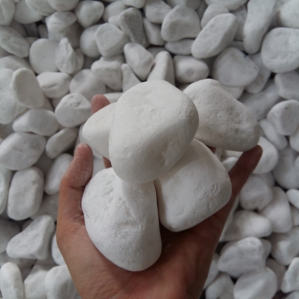 Natural Stone Garden Rock Tumbled round Snow White Pebble for Decorative Purposes