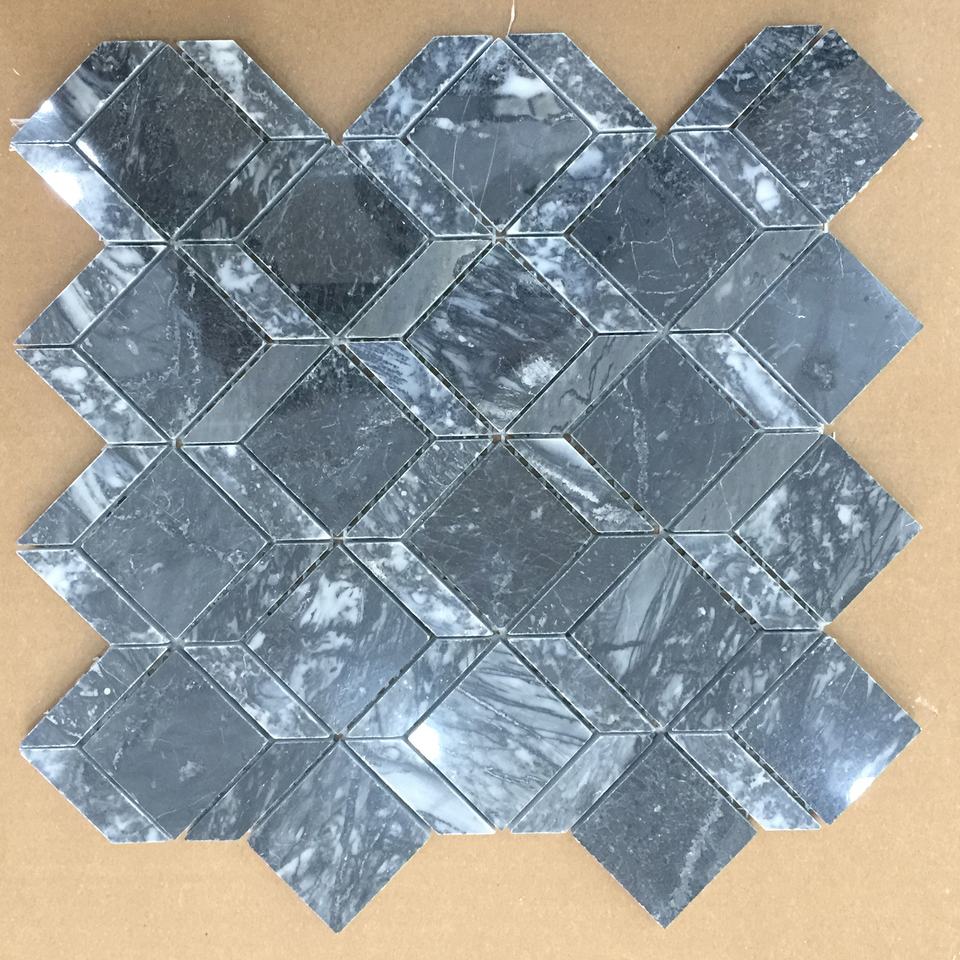 Gạch đá cẩm thạch đen sữa tự nhiên mOSAIC 3D thiết kế Trung Quốc hiện đại cho tường nội thất