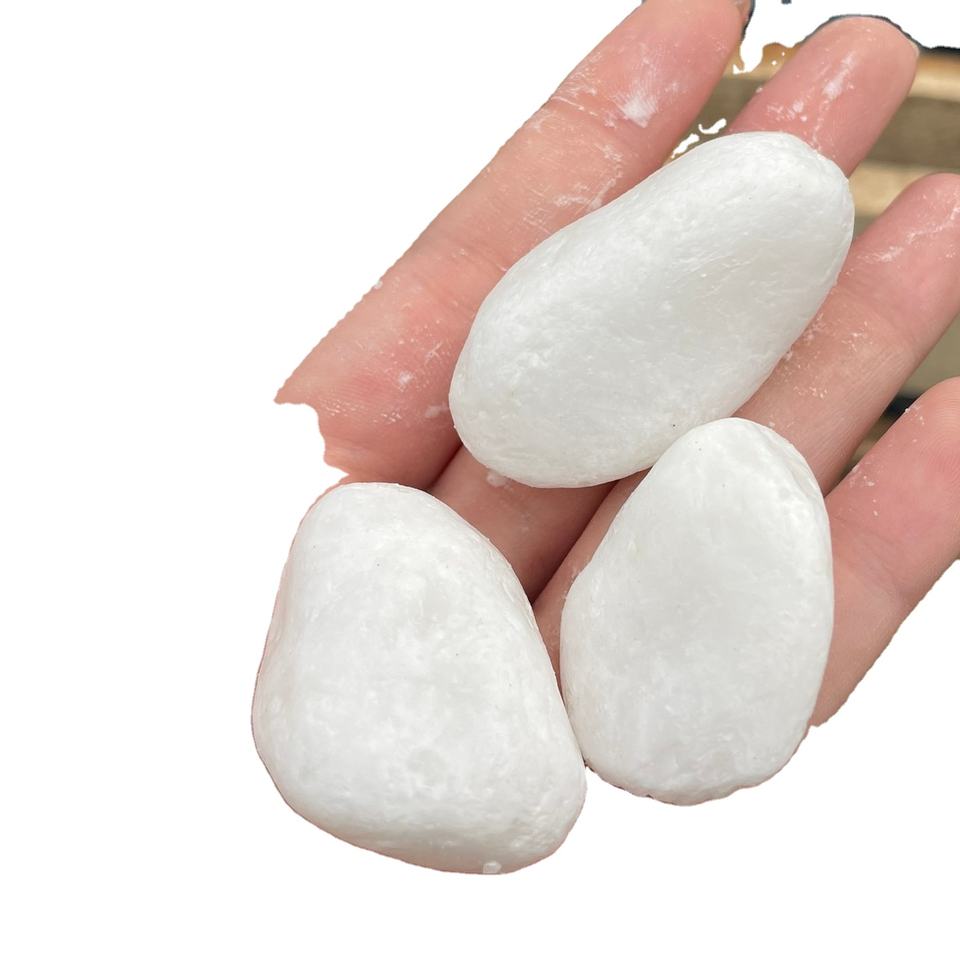 Snow White Tumbled Pebble Stone Egg Style Stone for Garden