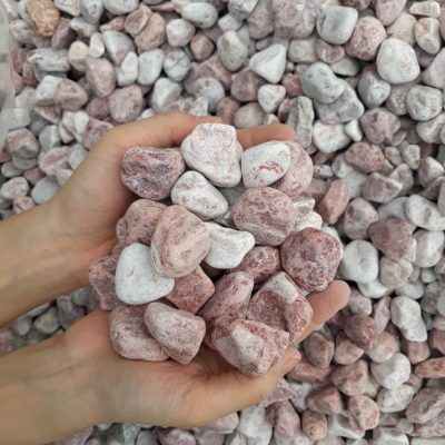 Polished Pink & Natural White Round Cobbles & Pebbles for Garden Home Hotels & Parks Decor Natural Stone