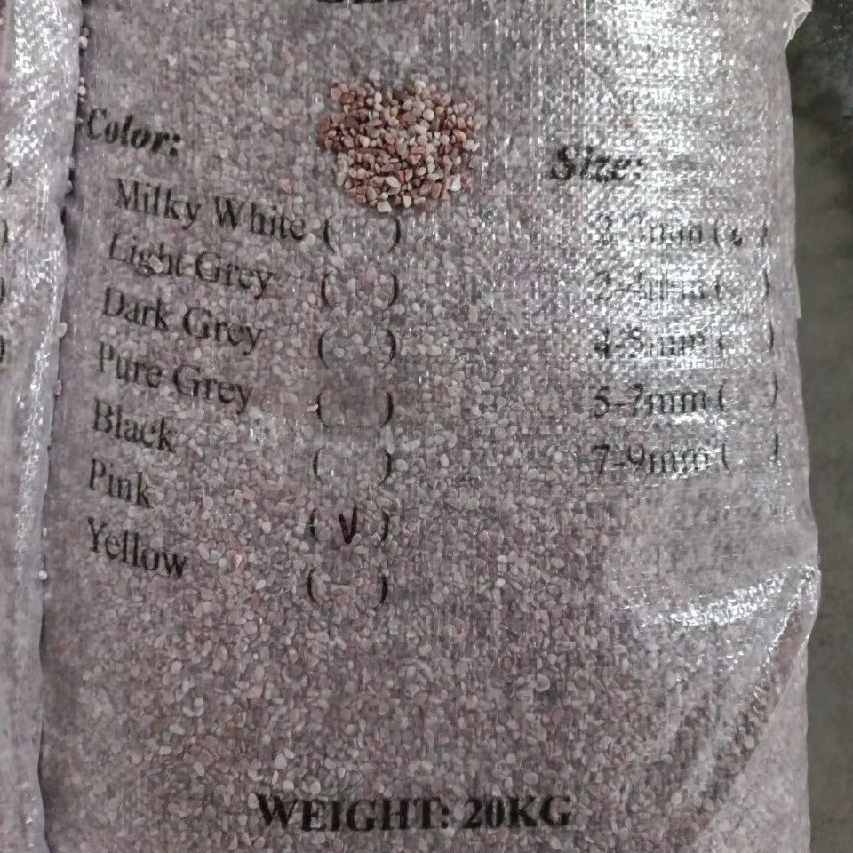 Tiny Tumbled Pink Natural Stone Gravel Crushed Stone Flooring Tile for Construction and Permeable Paving Flooring