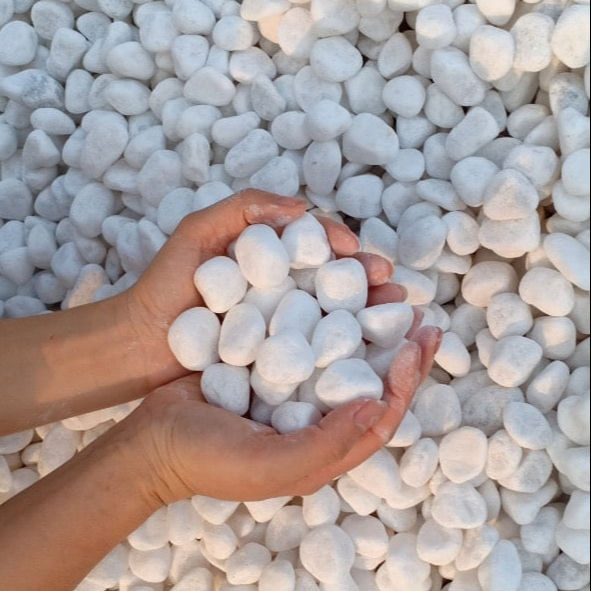White Pebble Stone for Decoration Landscape Driveways Paving Outdoor Garden Tumbled Pebble Gravels Stone Snow White Pebbles