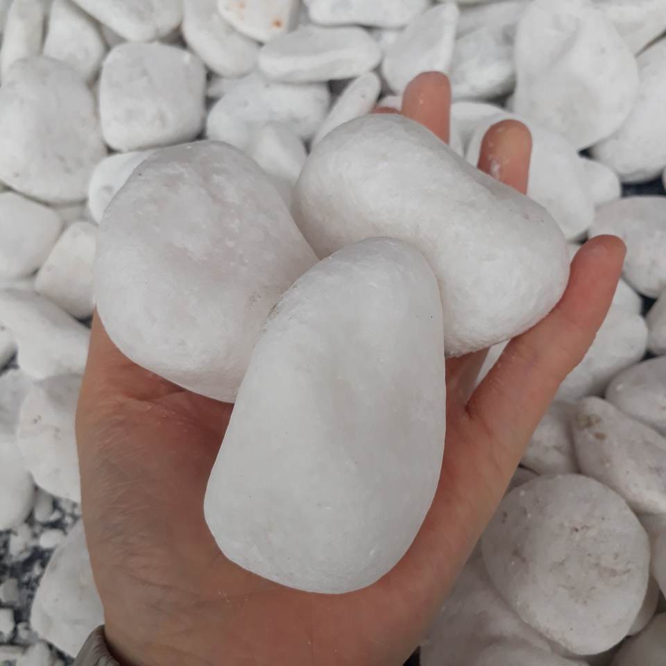 Vietnam Pebble Stone Cheap Price Snow White Pebbles for Landscaping Paving Garden 40-60mm Gravel Tumbled Stone Pebble