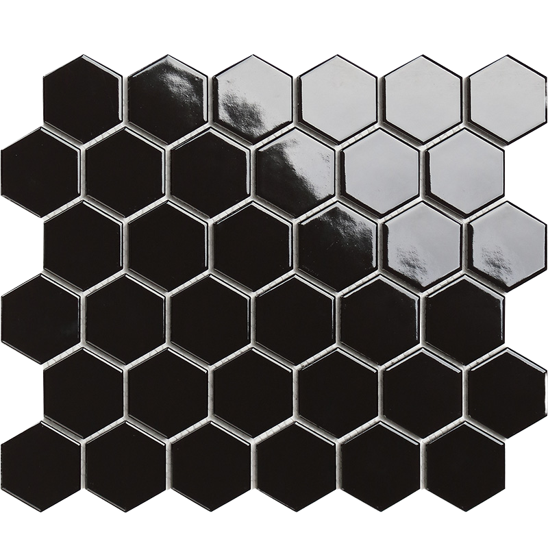 Gạch khảm gốm đen hình lục giác hiện đại kháng khuẩn cho nhà bếp, phòng khách, biệt thự, khách sạn