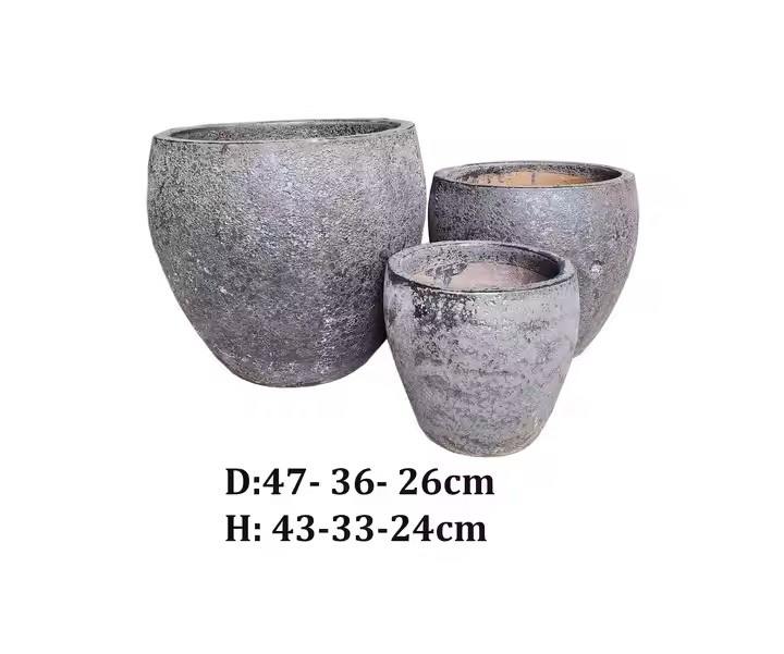 Large Atlantis Aged Ceramic Pots Decorative Rustic Clay Planters for Outdoor & Indoor Plants