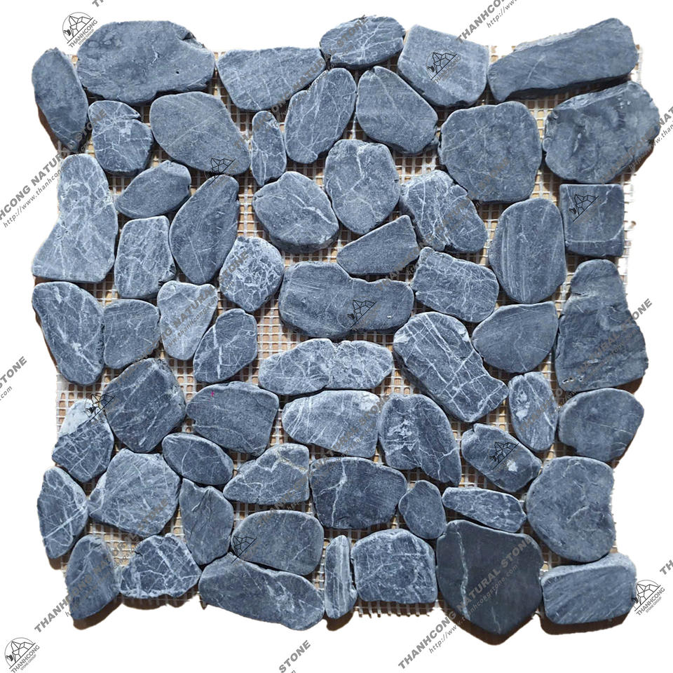 Modern 10mm Black Pebble Stone Mosaic Floor Tile for Interior Walls Black White Decorative Pattern for Bedroom Living Room Villa