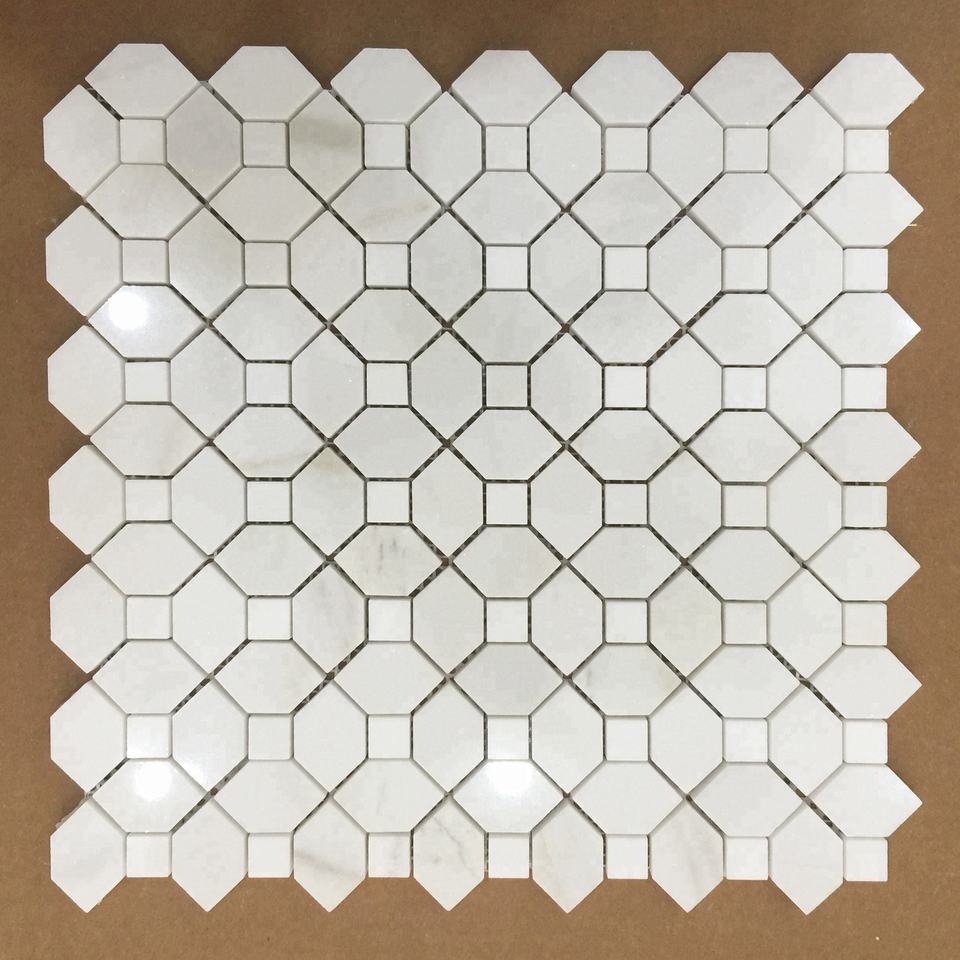 Gạch Khảm Hình Thoi Thiết Kế Hiện Đại Màu Trắng Sữa Đá Tự Nhiên Gạch Men Marble