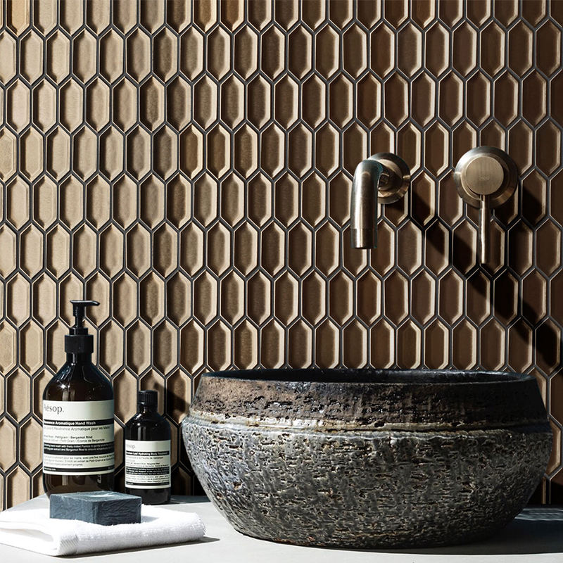 Gạch ốp tường đá phiến màu vàng kim