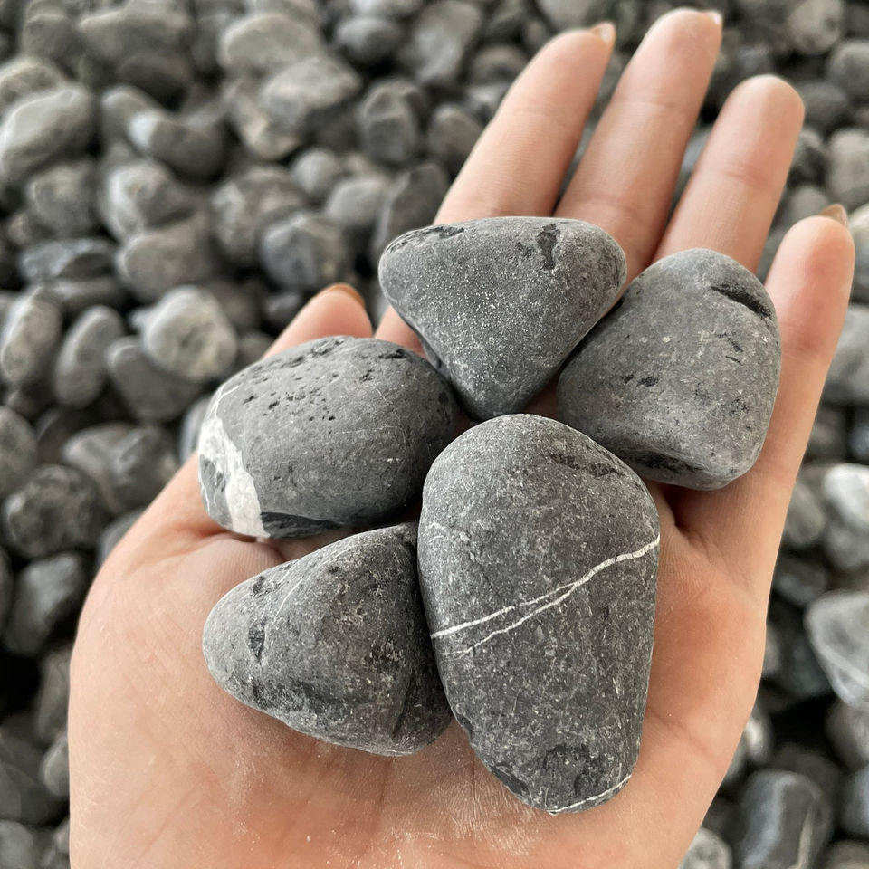 Black Tumbled Pebble Stones Natural Vietnam Origin