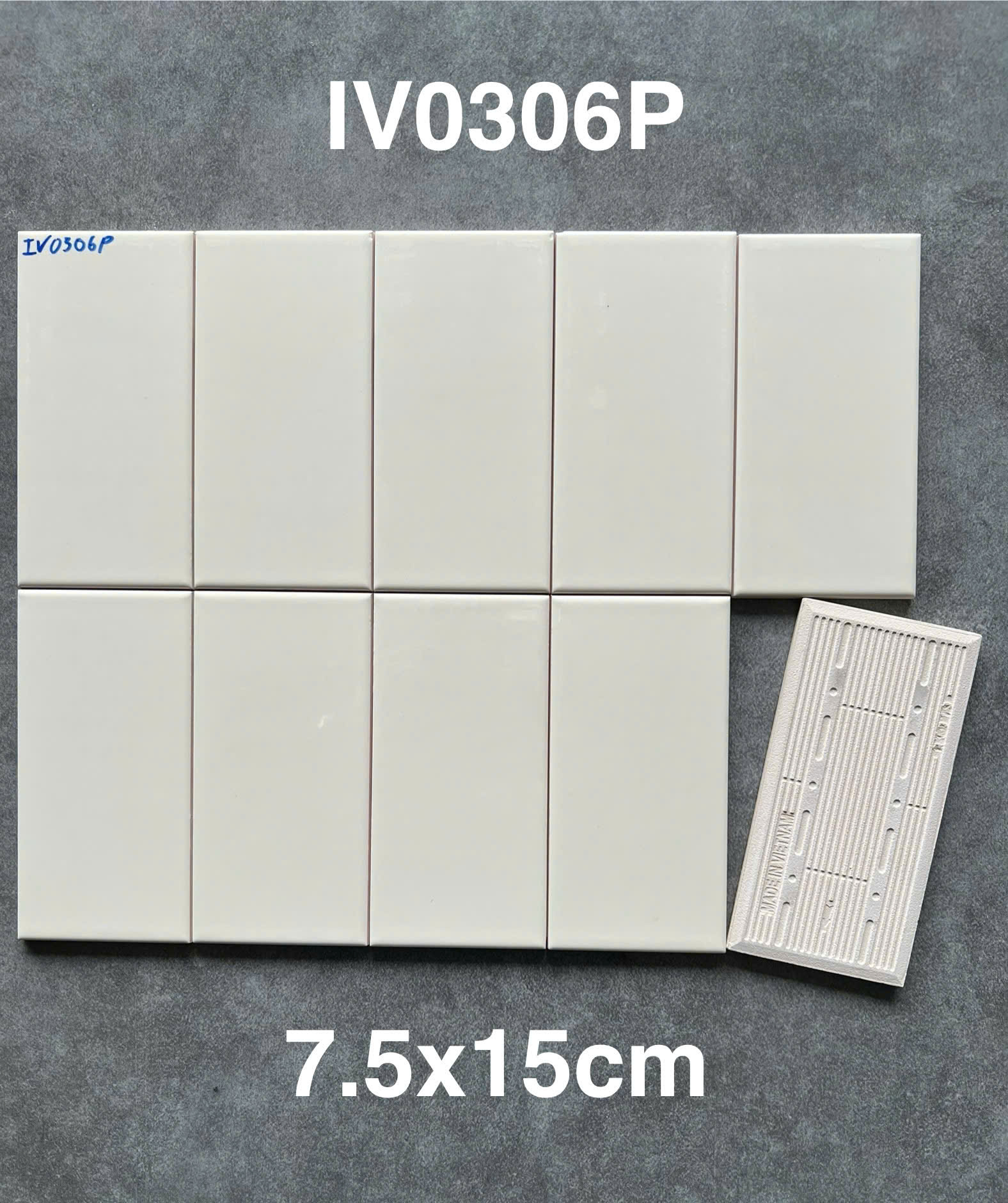 Gạch thẻ be bóng phẳng KT 75x150mm mã IV0306P (STA75151)