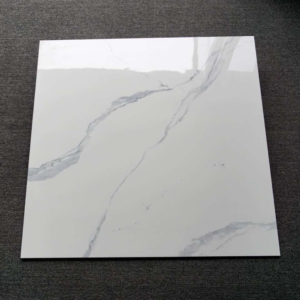 Gạch men sứ mài bóng vân đá cẩm thạch trắng Karara 60x60cm chống trơn