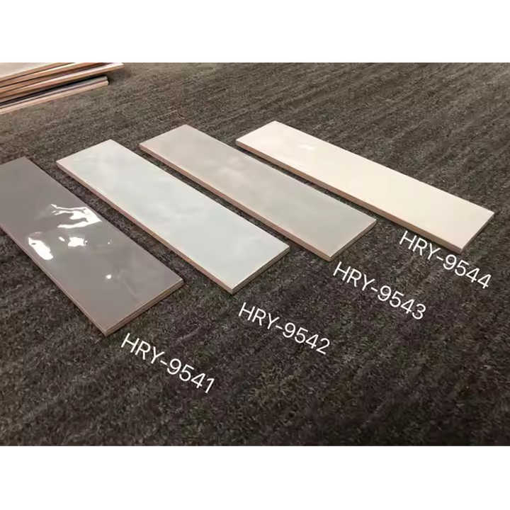 Gạch men đánh bóng thiết kế hiện đại thủ công 75x300mm màu xám nhạt bóng