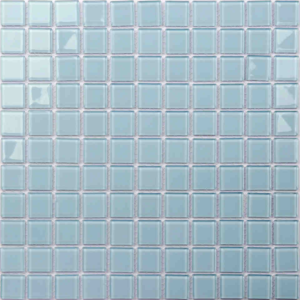 Gạch khảm hồ bơi sợi thủy tinh màu xanh trang trí ốp tường nhà bếp 25x25 mm