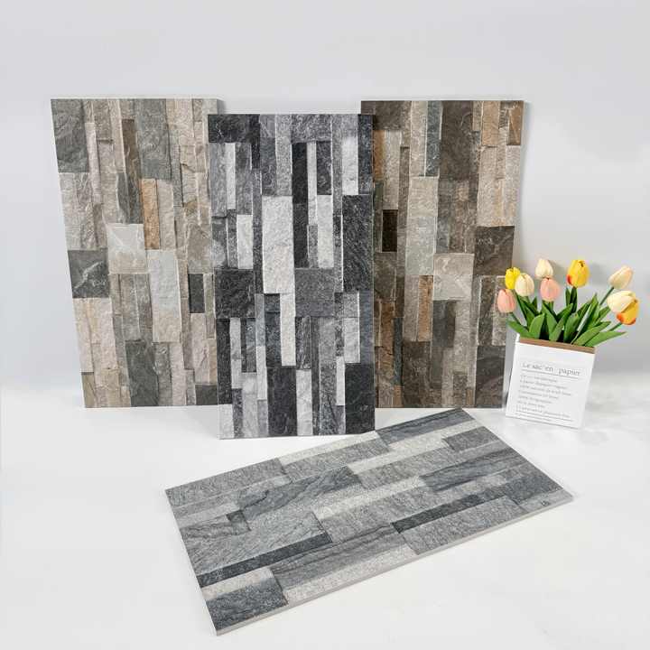 Gạch ốp tường ngoài ban công đá văn hóa 300x600mm 3D kiểu rustic