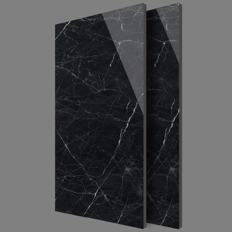 Gạch lát nền phòng khách chống trơn, toàn phần, 60x60, màu đen vân đá cẩm thạch lấp lánh