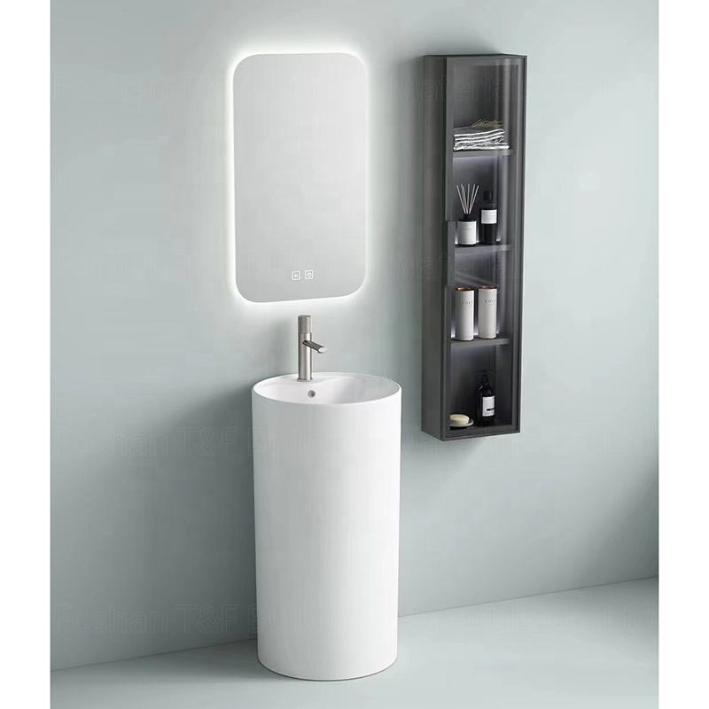 Chậu rửa tay đứng liền khối gốm sứ cho phòng tắm, ban công