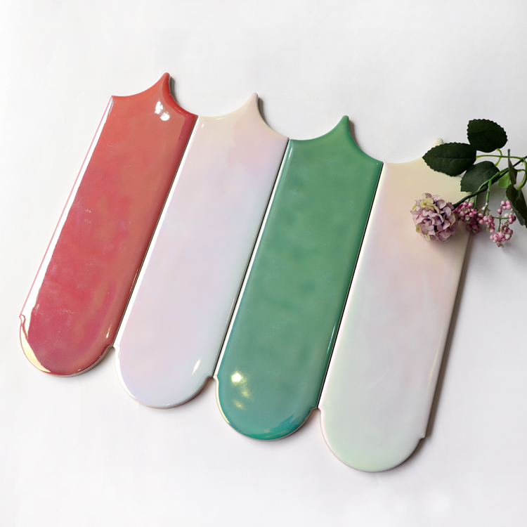 Gạch ốp tường mosaic lông vũ gốm sứ mạ điện nhiều màu hình dạng không đều 90 x 308 mm