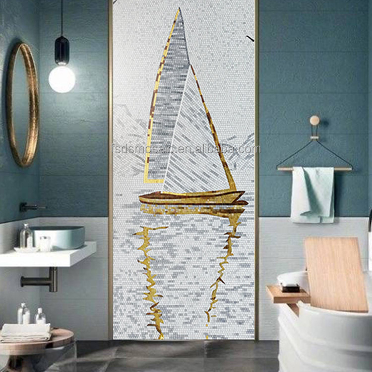 Tranh khảm mảnh kính trang trí tường phòng khách hành lang theo họa tiết nữ tính cao cấp đặt làm riêng