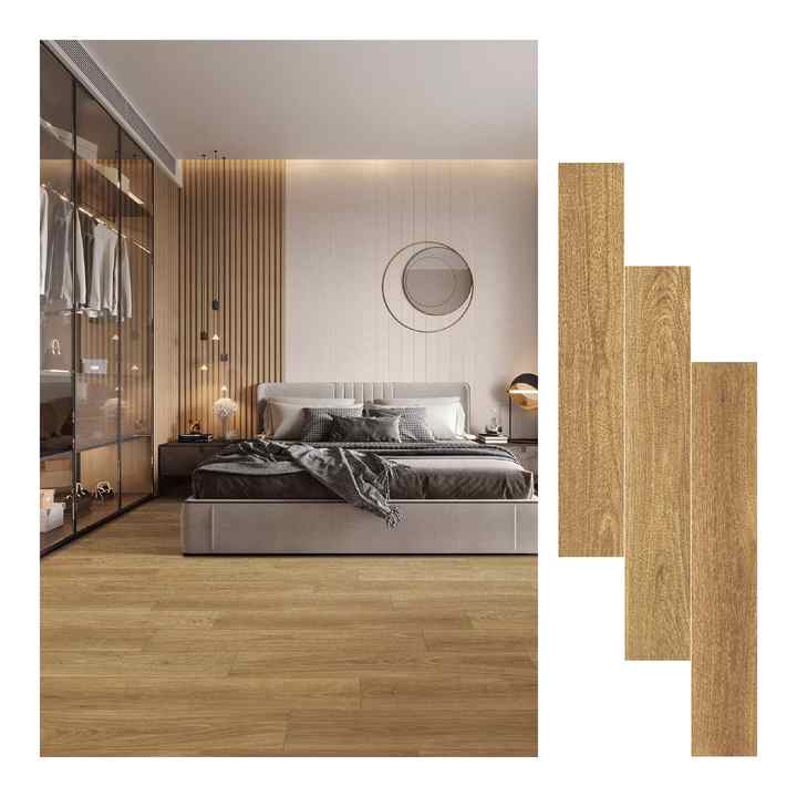 Gạch lát sàn men sứ giả gỗ, thiết kế vân gỗ 200*1200