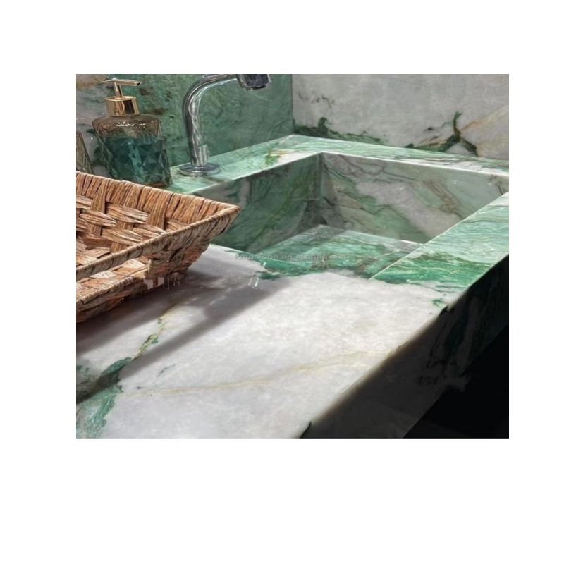 Tấm và Gạch Lát Đá Granite Màu Xanh Ngọc Bích Sang Trọng, Đá Cẩm Thạch Onyx Xanh Lá Nhạt dành cho Sàn Bếp Nhà Hiện Đại Đánh Bóng, Nội Thất Biệt Thự