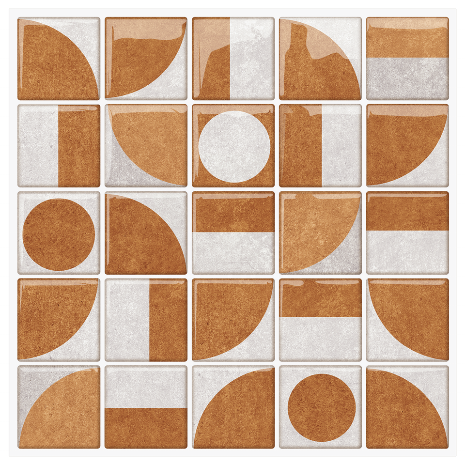 Miếng dán tường PET 3D tự dính chống thấm nước phong cách Retro cho vách tắm