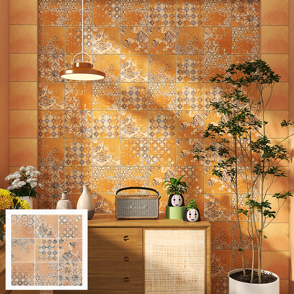 Gạch ốp tường và lát sàn kiểu Subway mộc mạc, họa tiết hoa, dùng cho phòng tắm, nhà bếp, phòng ăn