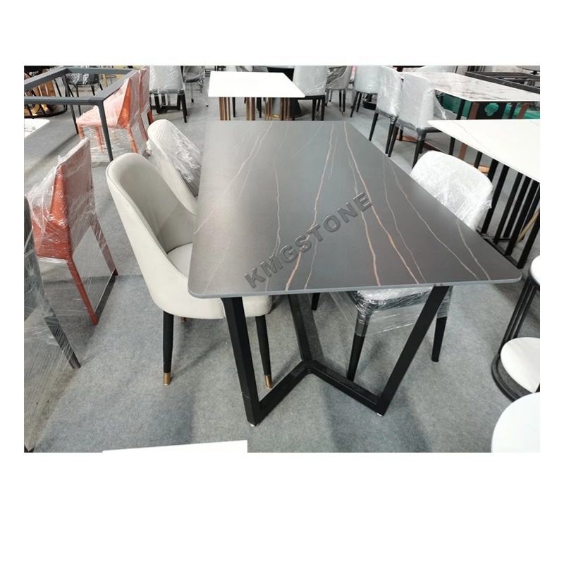 Bàn ăn đá cẩm thạch hiện đại 2022, mặt đá đánh bóng cắt theo kích thước, giải pháp thiết kế hoa văn, bảo hành 5 năm