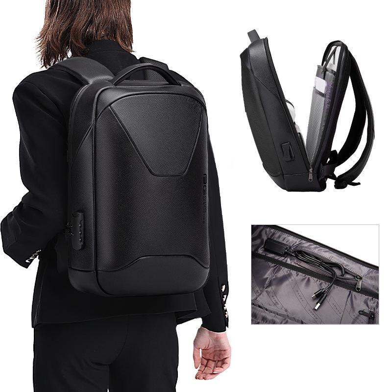 BANGE Balo Laptop Nam Công Sở Du Lịch Da Thật Chống Nước Mới Tùy Chỉnh