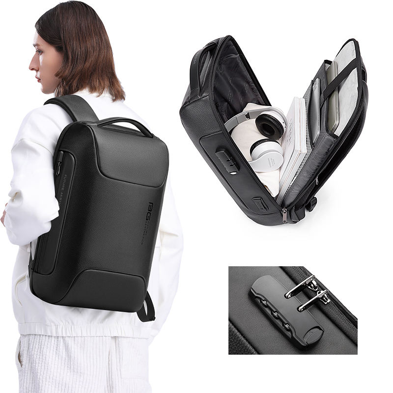 Bán Sỉ Balo Laptop Chống Nước Tùy Chỉnh Du Lịch Công Sở Nam Bằng Da USB 15.6 inch Mới Bange