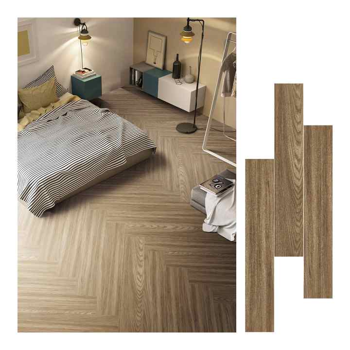 Gạch lát nền men sứ vân gỗ kiểu xương cá 200*1200 dành cho hộp đêm