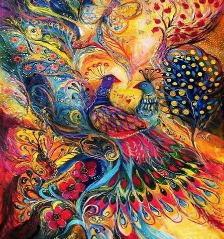 Bộ Kit Tranh Đính Đá 5D Vuông Toàn Phần Canvas Treo Tường DIY Tùy Chỉnh Của Chenistory, Hình Chim Công Động Vật Trừu Tượng Phong Cách Sơn Dầu