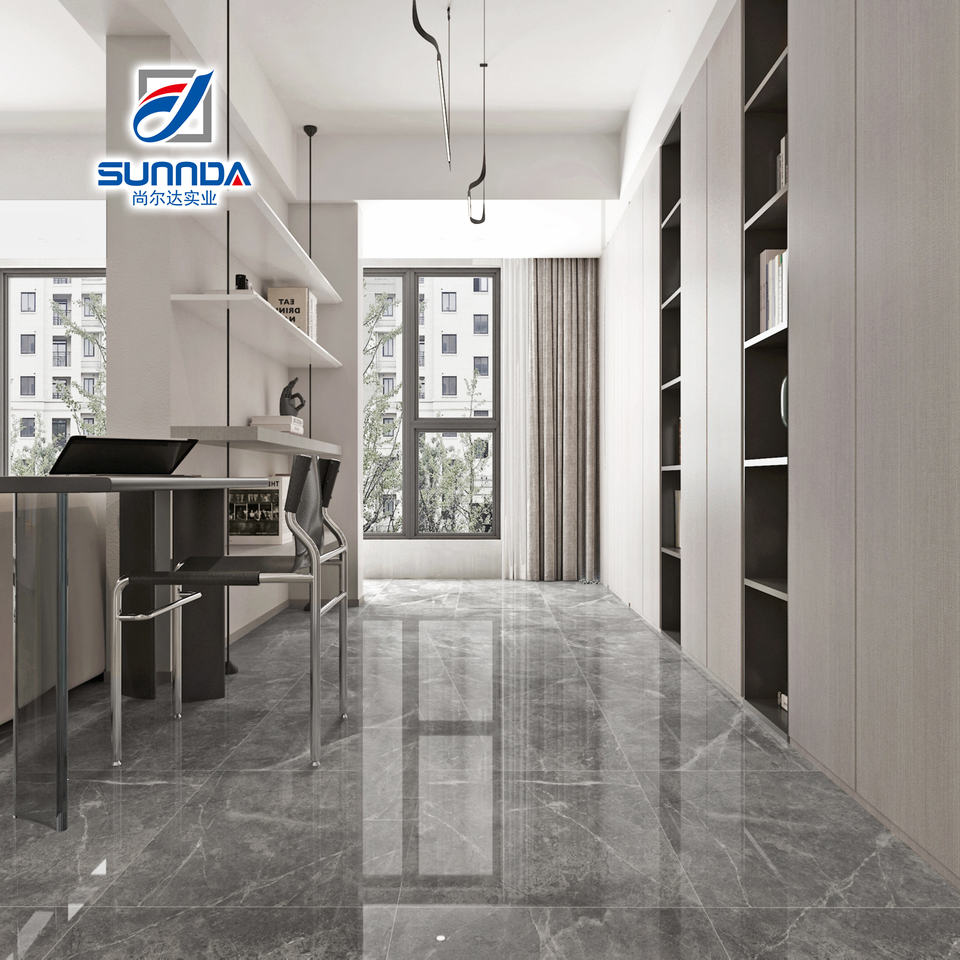 Gạch ốp tường và lát sàn men sứ bán bóng vân đá cẩm thạch đánh bóng