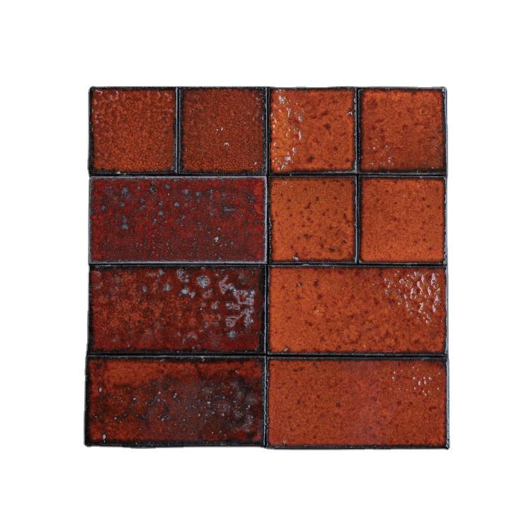 Gạch Tùy Chỉnh Đỏ Cam 10x10cm Trang Trí Gạch Ốp Tường Bếp và Phòng Tắm, Gạch Cổ Điển Sang Trọng 6 inch Ốp Tường Nhà Hàng Khách Sạn