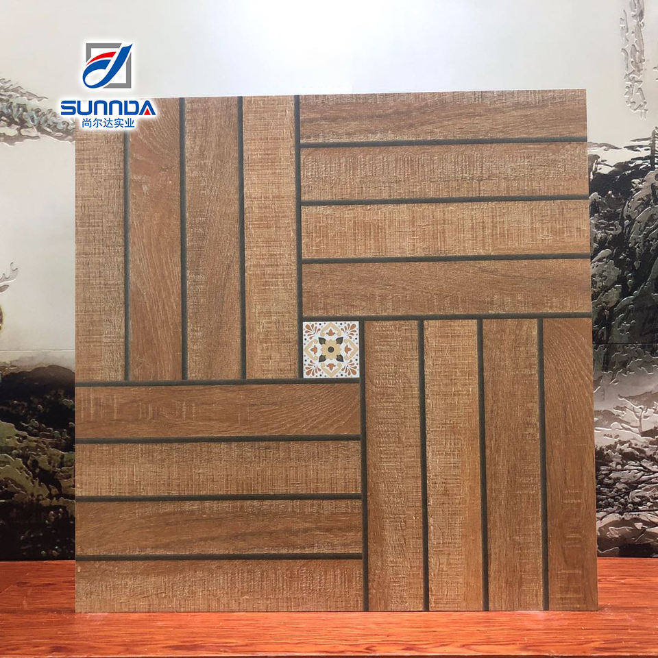 Gạch lát nền Porcelain Trung Quốc giả gỗ thô mộc chống trượt 60x60cm lát ngoài trời