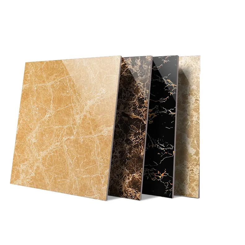 Gạch lát nhà ở phòng khách Mạch Vàng 60x60 Nâu Sẫm