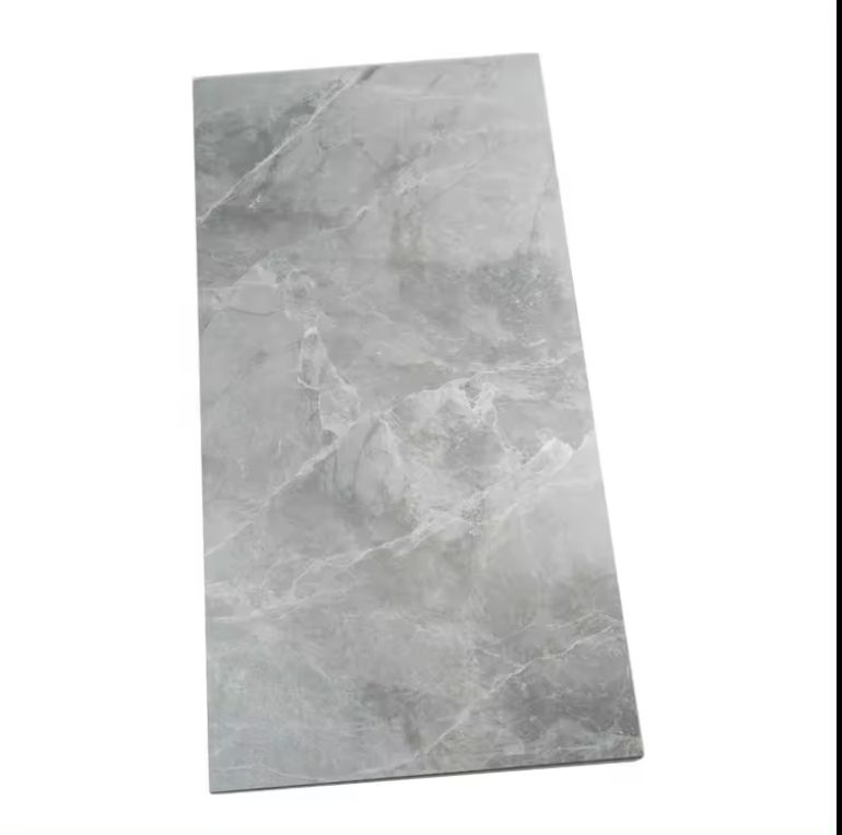 Gạch lát sàn men sứ giả đá cẩm thạch, màu xám mờ, phong cách rustic, chống trơn, kích thước 600*1200, sản xuất tại Trung Quốc.