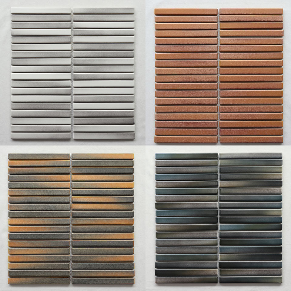 Gạch Mosaic Gốm Sứ Xanh Lá Dạng Ngón Tay Phong Cách Cổ Điển Châu Âu, Men Bóng, Dùng Ốp Tường Và Lát Sàn Bếp, Phòng Tắm