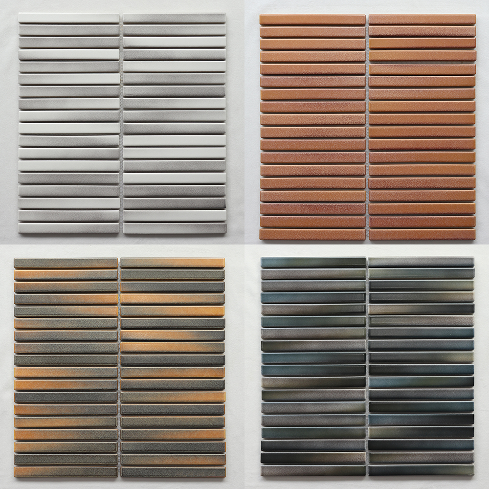 Gạch Mosaic Gốm Sứ Xanh Lá Dạng Ngón Tay Phong Cách Cổ Điển Châu Âu, Men Bóng, Dùng Ốp Tường Và Lát Sàn Bếp, Phòng Tắm