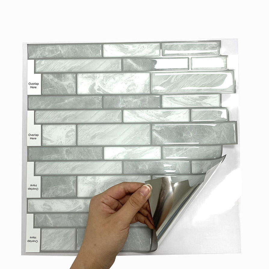 Gạch Dán Tường Tự Dính Phong Cách Hiện Đại Vân Đá Cẩm Thạch, Hình Vuông Chống Thấm Nước, Tấm Ốp Tường Tháo Rời Dùng Cho Bếp, Phòng Tắm Và Trang Trí Tường