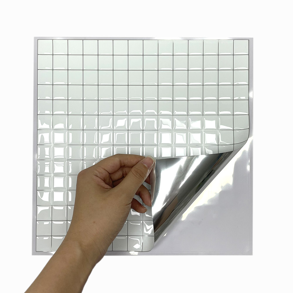 Giấy dán tường trang trí Bóc dán Mosaic Tự dính màu trắng chống thấm nước cho Bếp và Phòng tắm