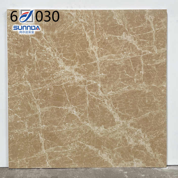 Gạch lát nền sứ tráng men bóng màu nâu 60x60