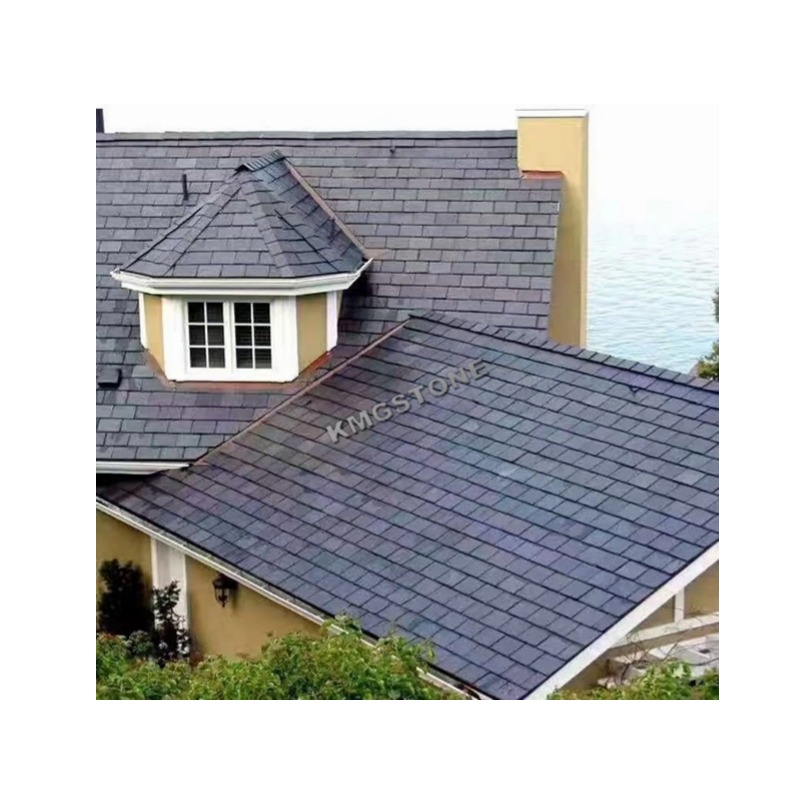 Ngói lợp mái đá phiến đen JX tự nhiên phong cách hiện đại, bề mặt hoàn thiện chẻ, dùng cho lợp mái biệt thự sang trọng