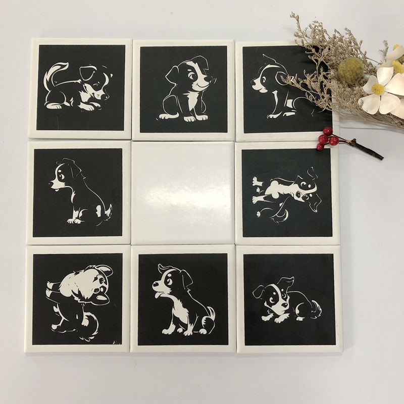 Gạch men ốp tường phòng tắm nhà bếp thủ công tùy chỉnh 100x100mm họa tiết động vật trang trí nhà thú cưng