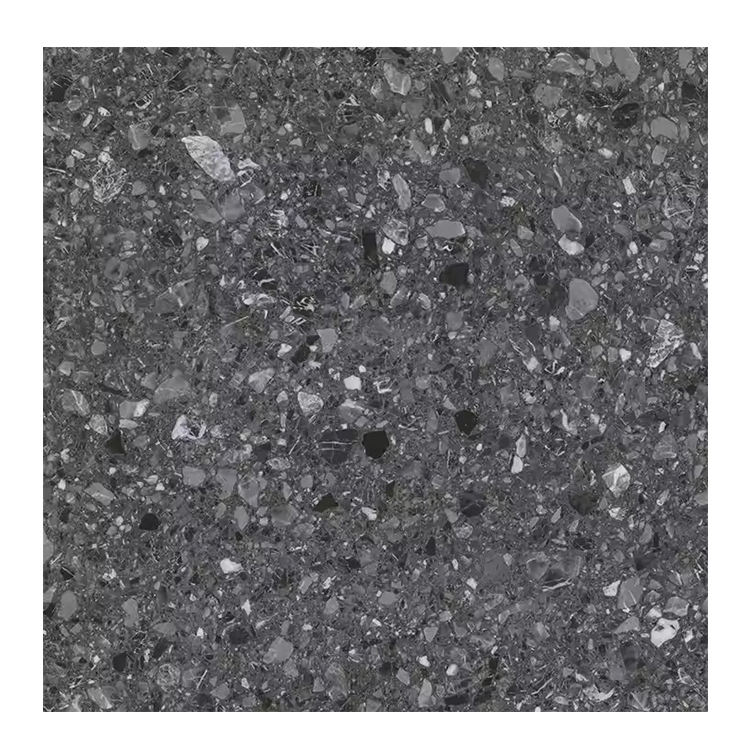 Gạch men sứ mờ màu xám đậm Terrazzo 120x60 mm
