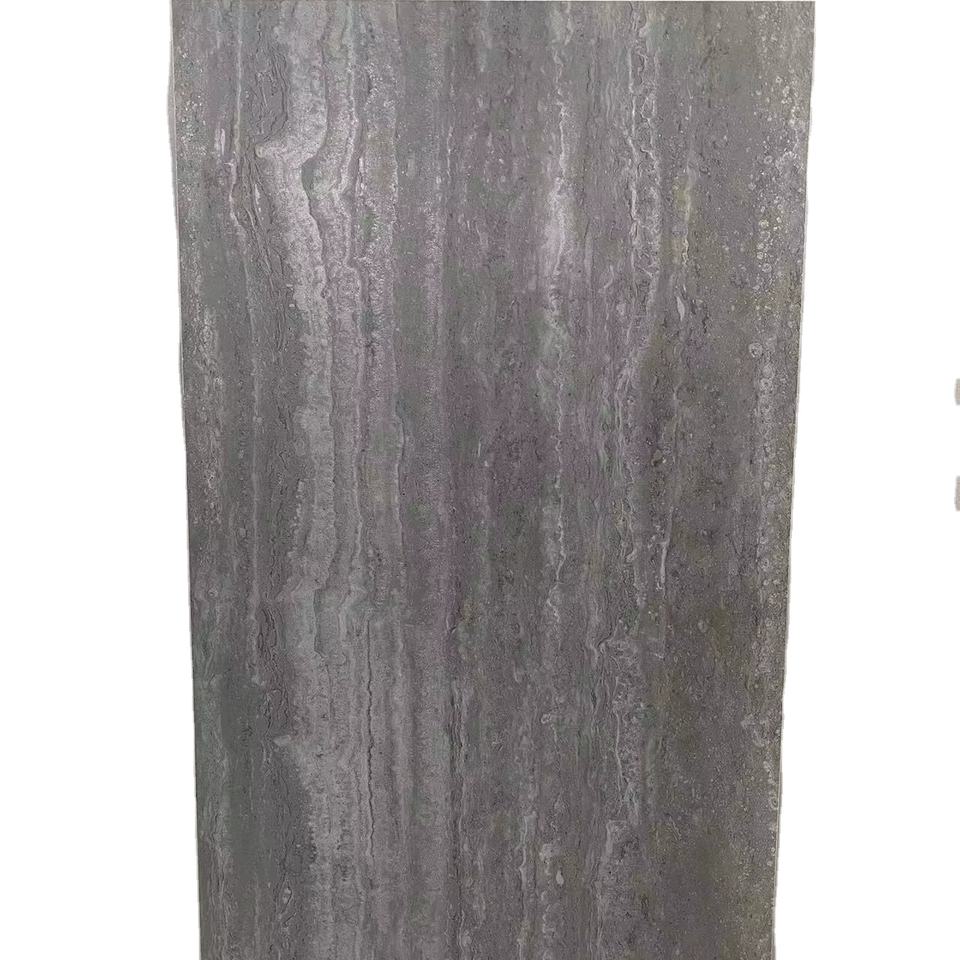 Gạch men lát sàn Travertine Wood Design màu xám đậm 120x60 2x4, bề mặt mờ, chống trơn