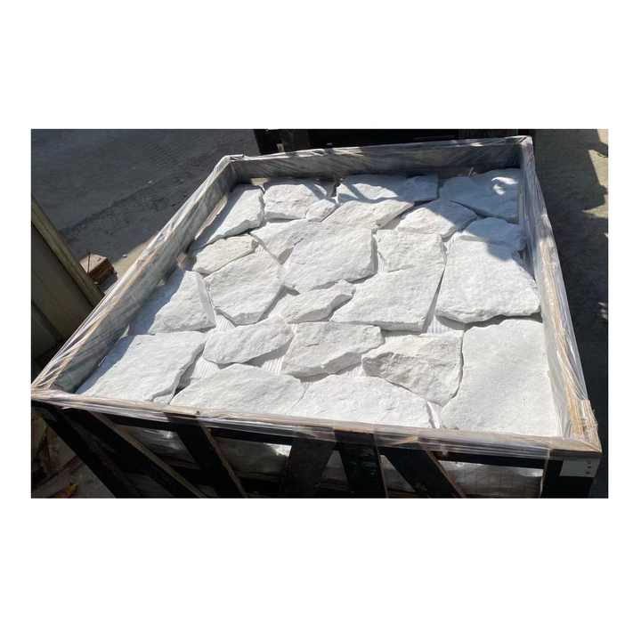 Đá Quartzite Trắng Tự Nhiên Cắt Lộn Xộn Đá Vôi Phong Cách Truyền Thống