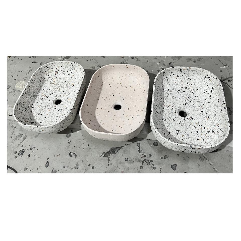 Chậu rửa mặt bằng đá nhân tạo Terrazzo tròn thiết kế hiện đại