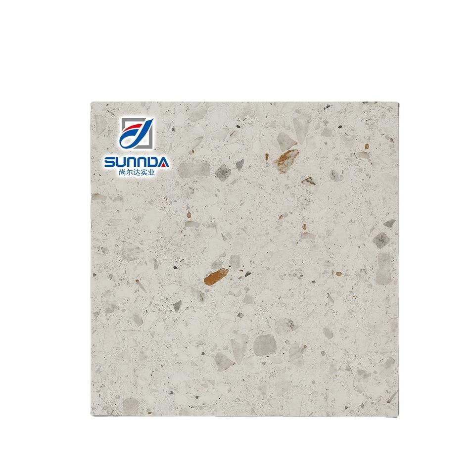 Gạch lát sàn Porcelain mờ 600x600mm chống trượt, họa tiết Terrazzo, dùng cho phòng tắm và ngoại thất, ốp tường.