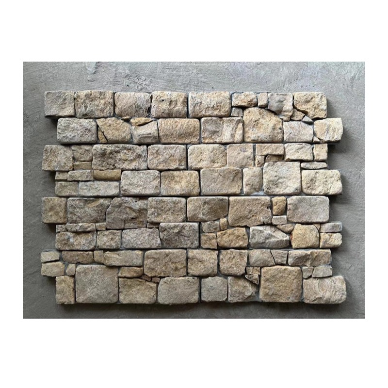 Tấm đá Granite vàng xi măng Trung Quốc, ốp tường ngoại thất kiểu đá gờ, bề mặt khò lửa, ăn mòn axit, dùng cho khách sạn, biệt thự, ngoài trời.