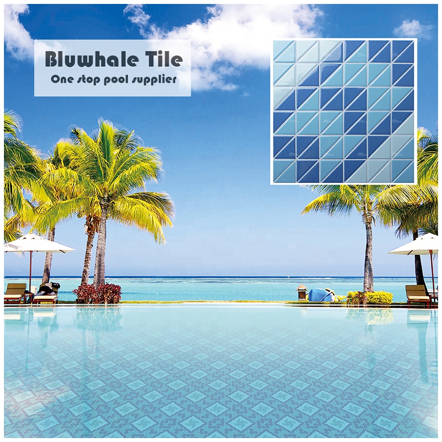 Gạch Mosaic Tam Giác Men Xanh Dương Tùy Chỉnh Sỉ Bluwhale